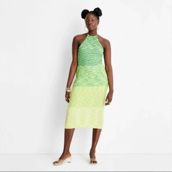 Future Collective | Dresses | Womens Ombre Halter Tie Neck Knit Sweater  Dress Future Collective Wit | Poshmark